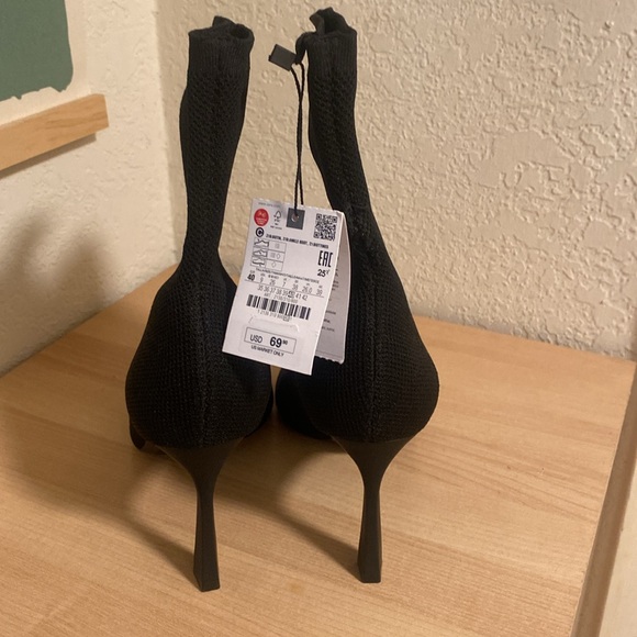 ZARA Open Toe Fabric Ankle Boots Black Sz 9 BRAND NEW W TAGS!! NEVER WORN - Picture 5 of 6